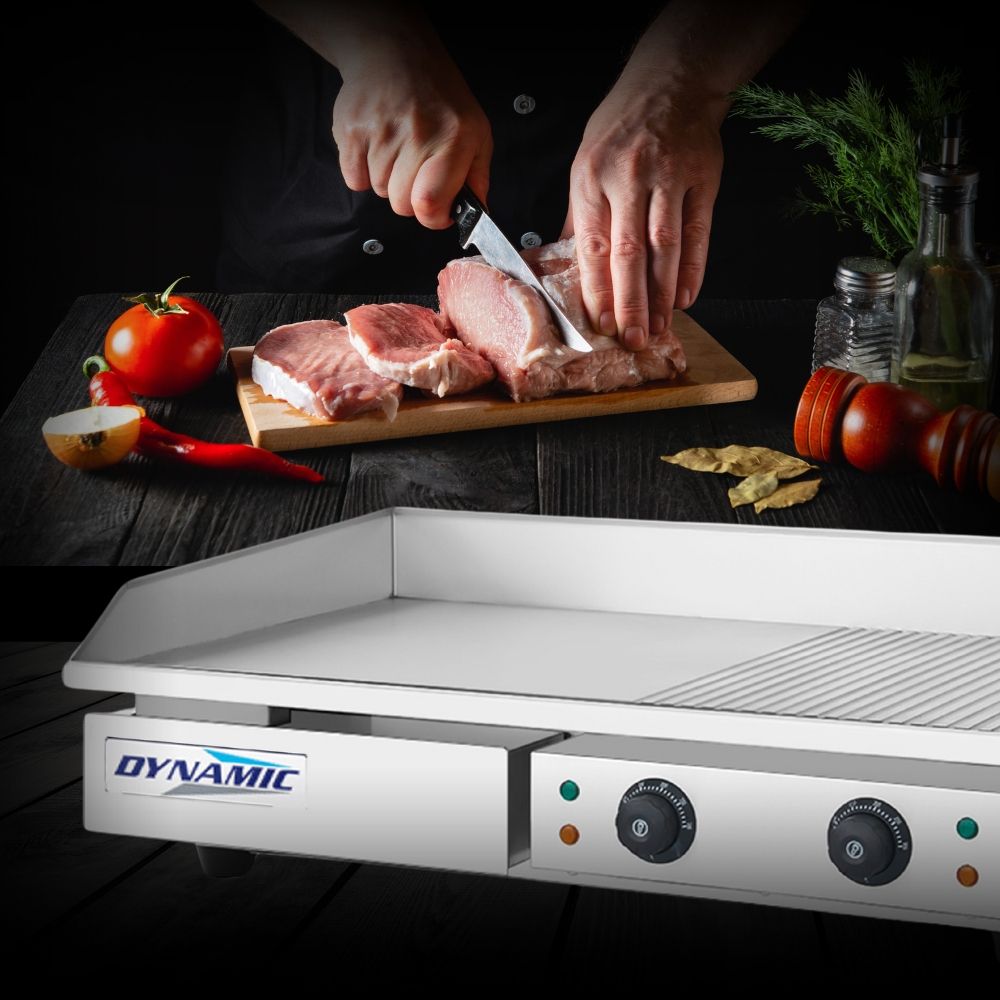 Ηλεκτρικό πλατώ χρωμίου με μισή επιφάνεια λεία και μισή ραβδωτή Dynamic EG-820D-2 - Image 2